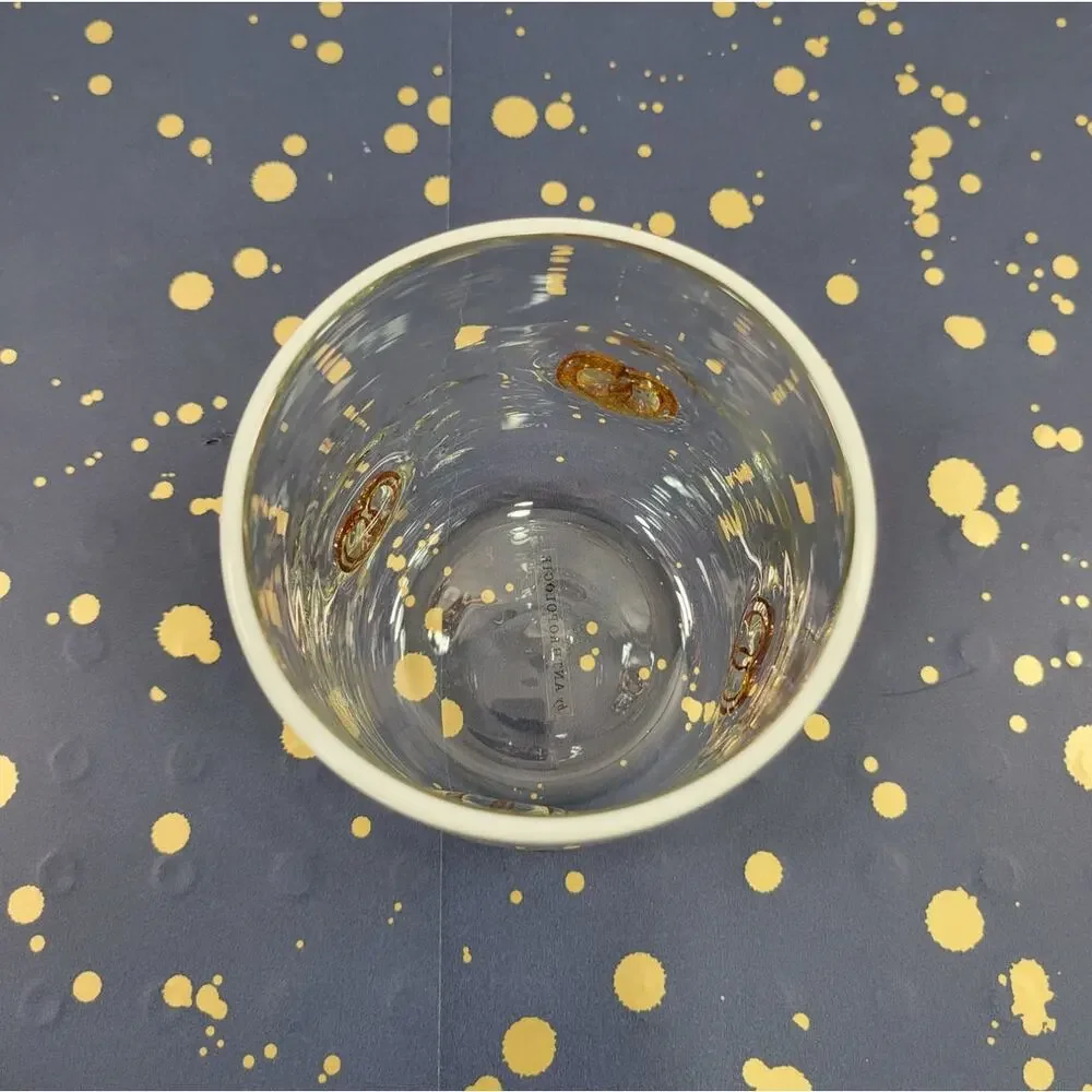 Anthropologie Pretzel Icon Whiskey Glass Juice with white rim